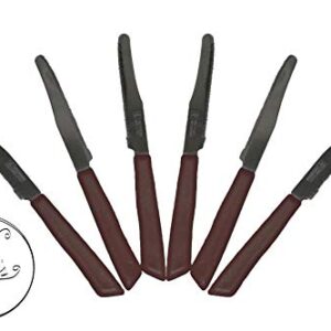 6 kitchen Knifes (Knives) - Italian Stainless Steel Vegetable/Steak/Table Knife Cutlery (Brown)