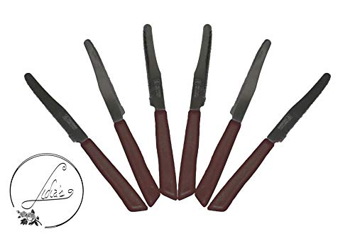 6 kitchen Knifes (Knives) - Italian Stainless Steel Vegetable/Steak/Table Knife Cutlery (Brown)