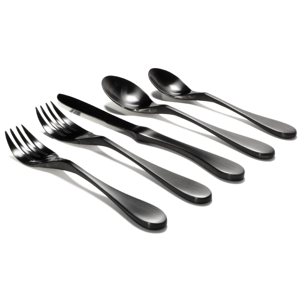 KNORK Titanium Coated 5 Piece Flatware Set, Matte Black