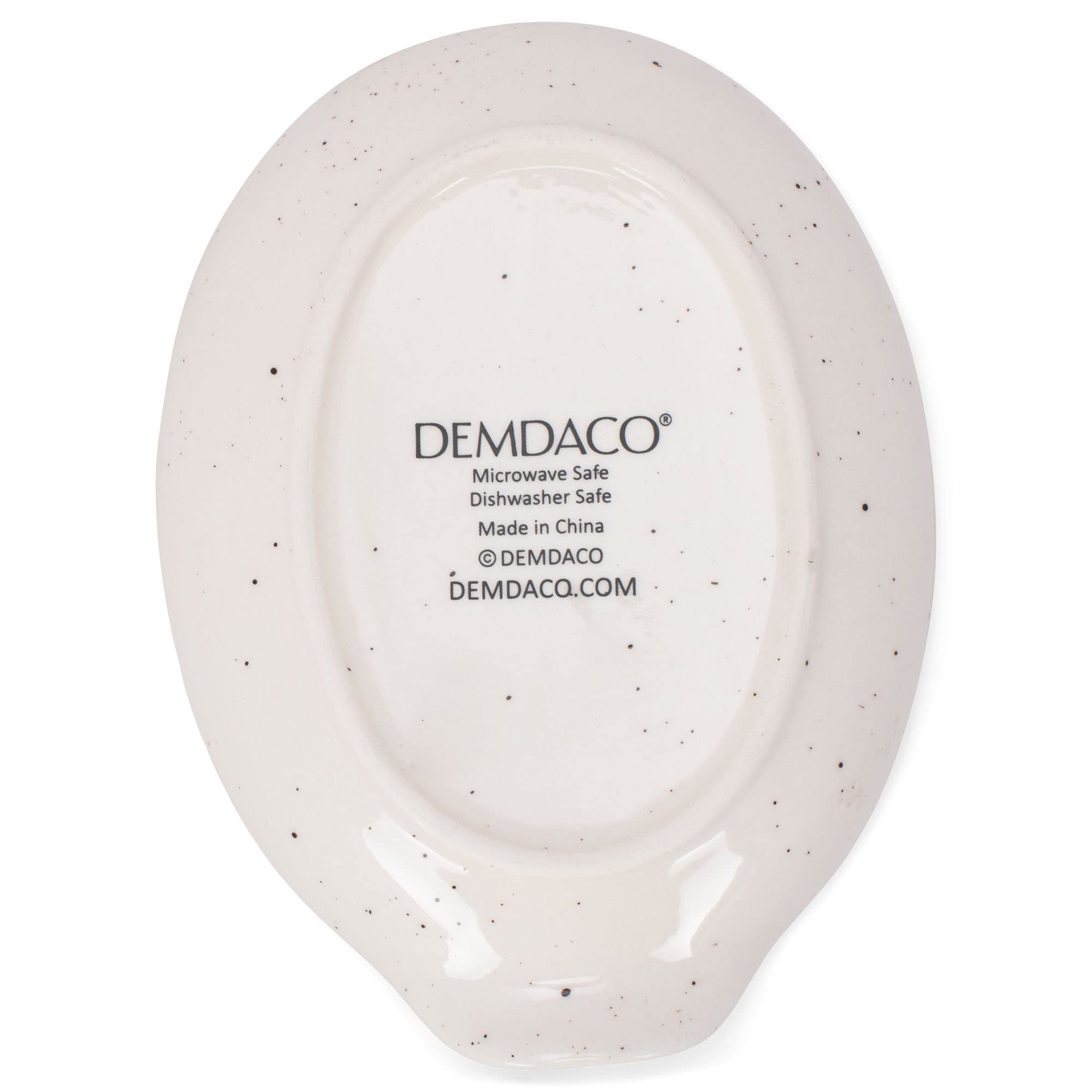 DEMDACO Nibbles Bird Glossy Floral White 6 x 5 Stoneware Ceramic Oval Spoon Rest