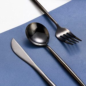 Locci 20 Pieces Silverware Set, Modern Flatware Set for 4,18/10 Stainless Steel Cutlery Set Dishwasher Safe (L.black)