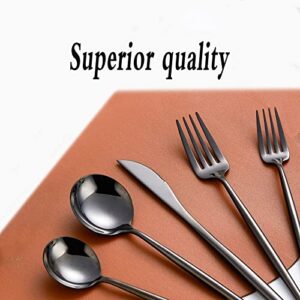Locci 20 Pieces Silverware Set, Modern Flatware Set for 4,18/10 Stainless Steel Cutlery Set Dishwasher Safe (L.black)