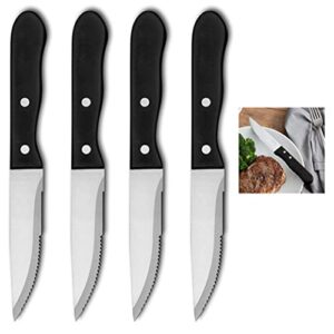 4 pcs Sharp Steak Knives Stainless Steel Kitchen Knife Plastic Handle Utensil