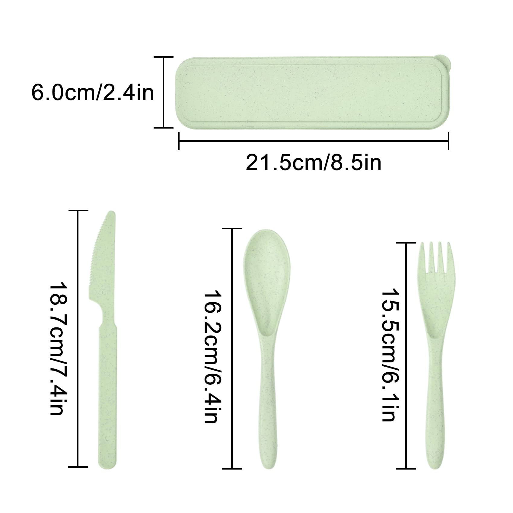 Reusable Travel Utensils Set with Case, 4 Sets Wheat Straw Portable Knife Fork Spoons Tableware, Eco-Friendly Cutlery for Kids Adults Travel Picnic Camping or Daily Use (Green, Beige, Pink, Blue)