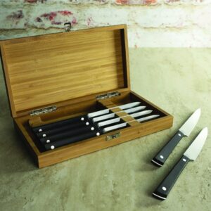 Kai Pro Steak Knife Set, 6 Steak Knives, Bamboo Box