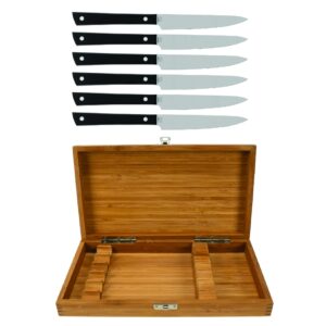 Kai Pro Steak Knife Set, 6 Steak Knives, Bamboo Box