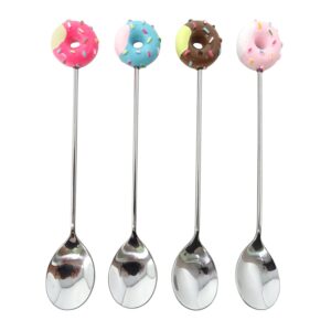 honbay 4pcs creative donut stainless steel spoon coffee spoon dessert spoon ice cream spoon sugar spoon mixing spoon for home, school, office or restaurant