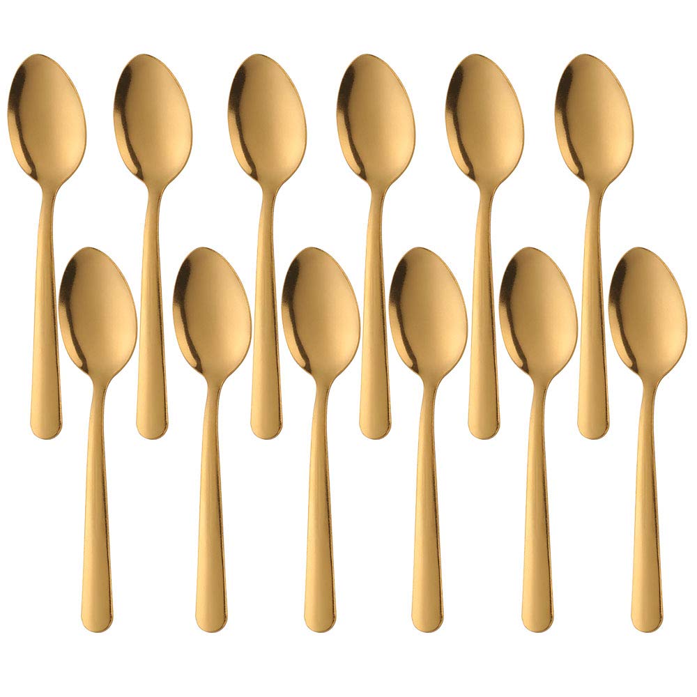 Teaspoons Gold Stainless Steel Dessert Spoons, BUY&USE 12 Pieces 5.9-Inch Coffee Spoons