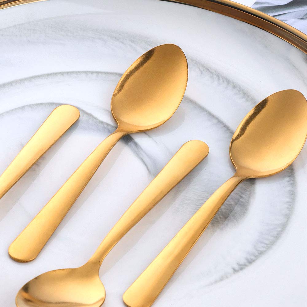 Teaspoons Gold Stainless Steel Dessert Spoons, BUY&USE 12 Pieces 5.9-Inch Coffee Spoons