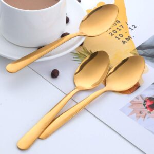 Teaspoons Gold Stainless Steel Dessert Spoons, BUY&USE 12 Pieces 5.9-Inch Coffee Spoons