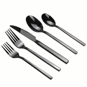 utiao stainless steel cutlery set for 8, 40 piece silverware set, black table dinner flatware