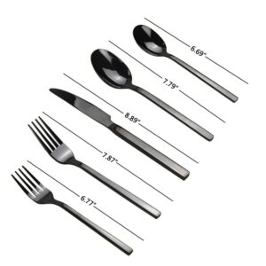 Utiao Stainless Steel Cutlery Set for 8, 40 Piece Silverware Set, Black Table Dinner Flatware