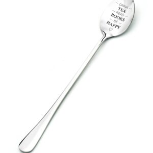 Drink Tea Read Books Be Happy Spoon - A Cozy Gift for Tea and Book Lovers - Quality Stainless Steel Teaspoon