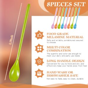 Lallisa 8 Pcs Iced Tea Spoons Long Plastic Ice Handle Spoon Colorful Teaspoons 8.9" Coffee Stirring Spoons Long Handle Spoon Long Teaspoons for Mixing Ice Cream Honey Sundae Hot Chocolate Cocktail