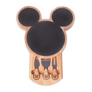 PICNIC TIME Disney Mickey Mouse Cheese Set, Slate Cheese Board, Charcuterie Board, Serving Tray, (Parawood), 12 x 12.5 x 1.43