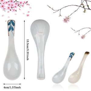 6 Pcs Ceramic Soup Spoons Japanese Retro Soup Spoons Chinese Soup Spoon Ceramic Asian Soup Spoons Rice Spoon Flatware Asian Serving Spoons Appetizers Tableware Meal Partner for Tasting