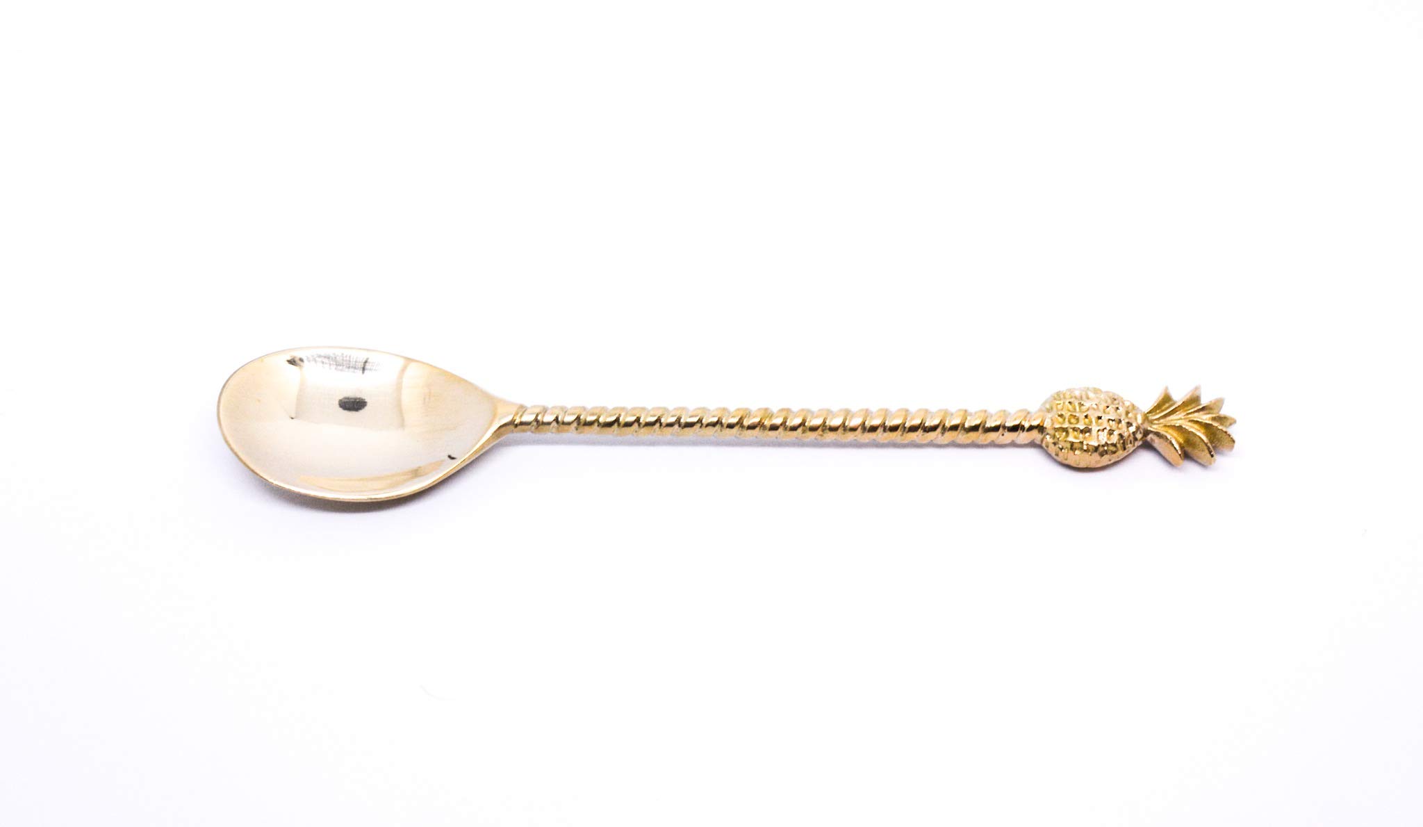 Living Explorers Long Gold Pineapple Antique Cast Brass Bar Spoon for Coffee, Dessert and Cocktail.