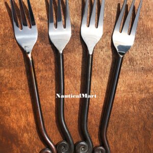 Treble Chef 7 1/2" Salad Fork (Set of Four) Medieval Twisted Dining Hall Eating/Feasting Utensils Set Functional Fork Cutlery For Family Dinner/Hotel/Restaurant Eating Set For Carrying