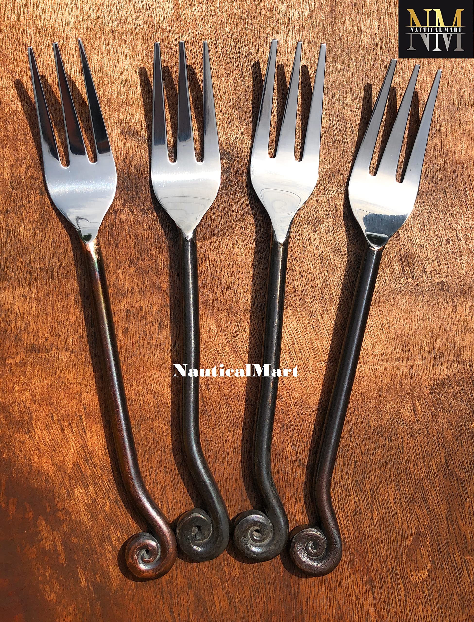 Treble Chef 7 1/2" Salad Fork (Set of Four) Medieval Twisted Dining Hall Eating/Feasting Utensils Set Functional Fork Cutlery For Family Dinner/Hotel/Restaurant Eating Set For Carrying