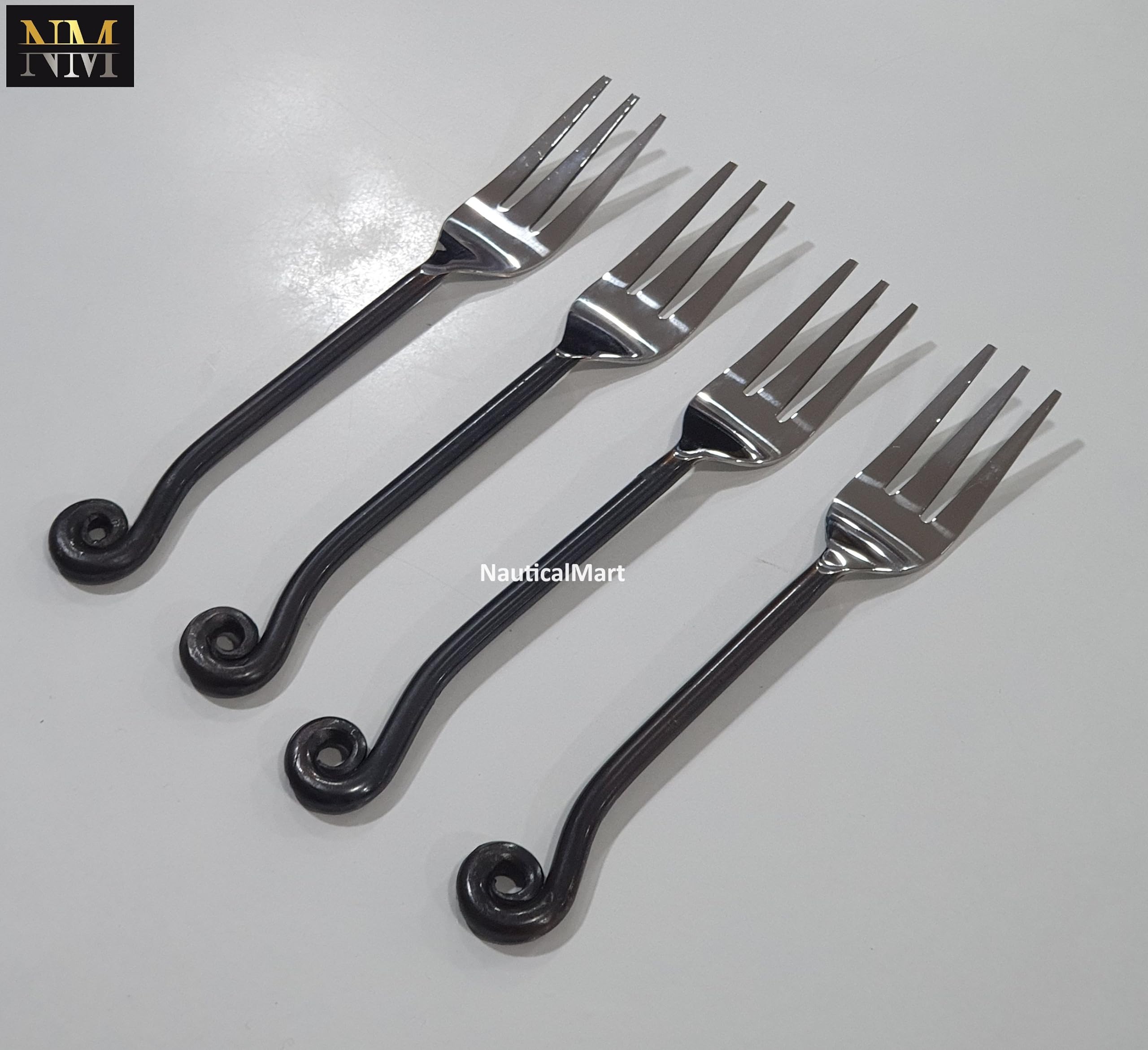 Treble Chef 7 1/2" Salad Fork (Set of Four) Medieval Twisted Dining Hall Eating/Feasting Utensils Set Functional Fork Cutlery For Family Dinner/Hotel/Restaurant Eating Set For Carrying