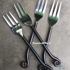 Treble Chef 7 1/2" Salad Fork (Set of Four) Medieval Twisted Dining Hall Eating/Feasting Utensils Set Functional Fork Cutlery For Family Dinner/Hotel/Restaurant Eating Set For Carrying