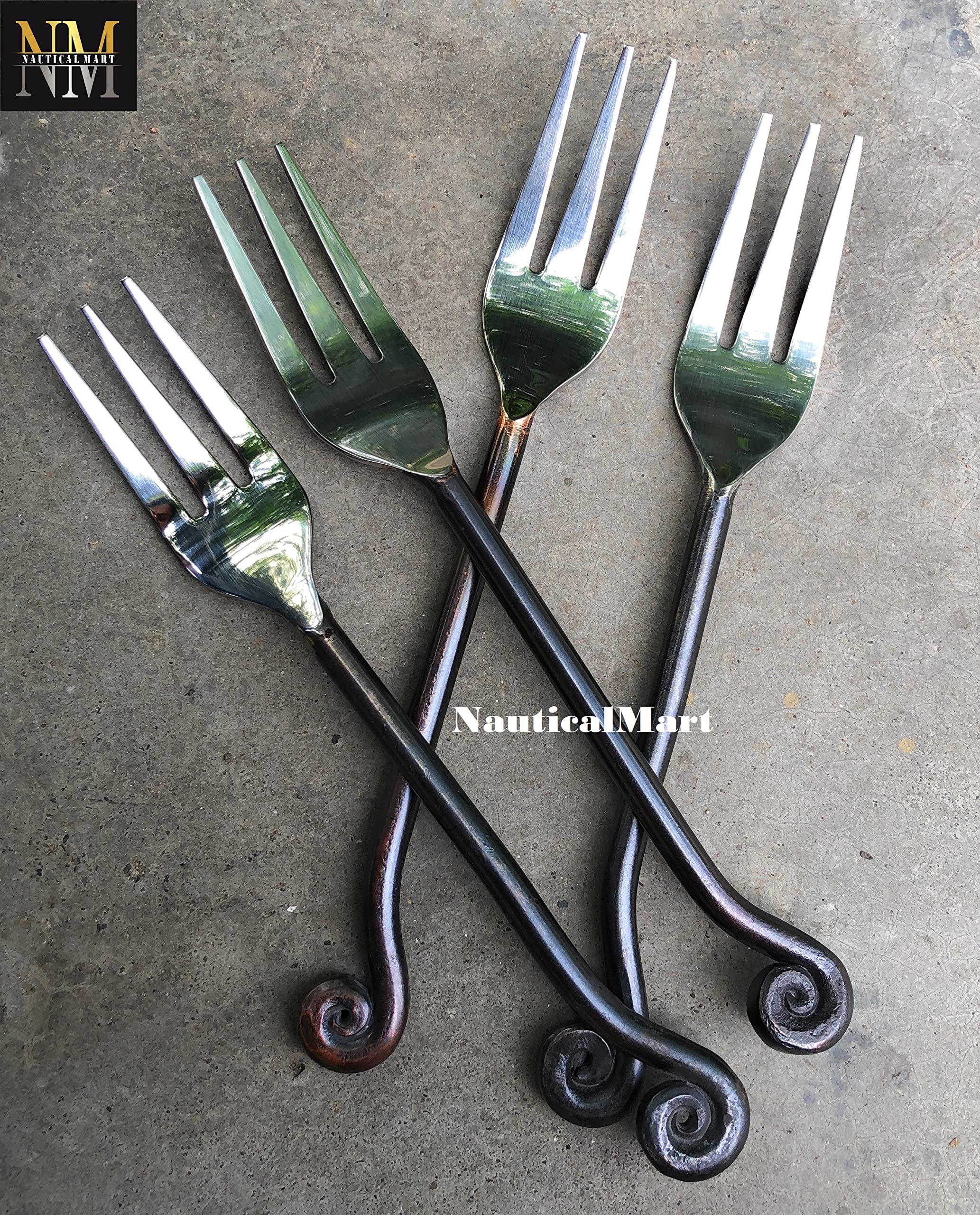 Treble Chef 7 1/2" Salad Fork (Set of Four) Medieval Twisted Dining Hall Eating/Feasting Utensils Set Functional Fork Cutlery For Family Dinner/Hotel/Restaurant Eating Set For Carrying