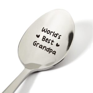 grandpa gift ideas,world's best grandpa spoon engraved stainless steel present, novelty spoon gifts for grandpa men birthday father's day xmas, 7.5"