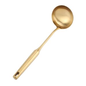 stainless steel ladle spoon kitchen turner, big soup ladle useful kitchen turner cooking tool utensil tool (soup ladle-gold)