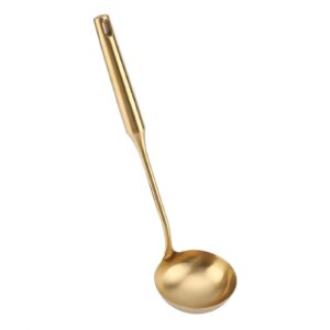 Stainless Steel Ladle Spoon Kitchen Turner, Big Soup Ladle Useful Kitchen Turner Cooking Tool Utensil Tool (Soup Ladle-Gold)