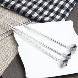 TSACTE Stainless Steel Spoon Drink Straw Set of 5 Long Spoons Heart-shaped Food-Grade Straw Spoon for Home Café Office Restaurant