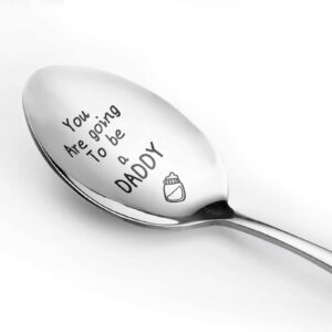 engraved stainless steel spoon with gift box, you are going to be a daddy, pregnancy reveal gifts announcement spoon ice cream spoon for husband valentine's day