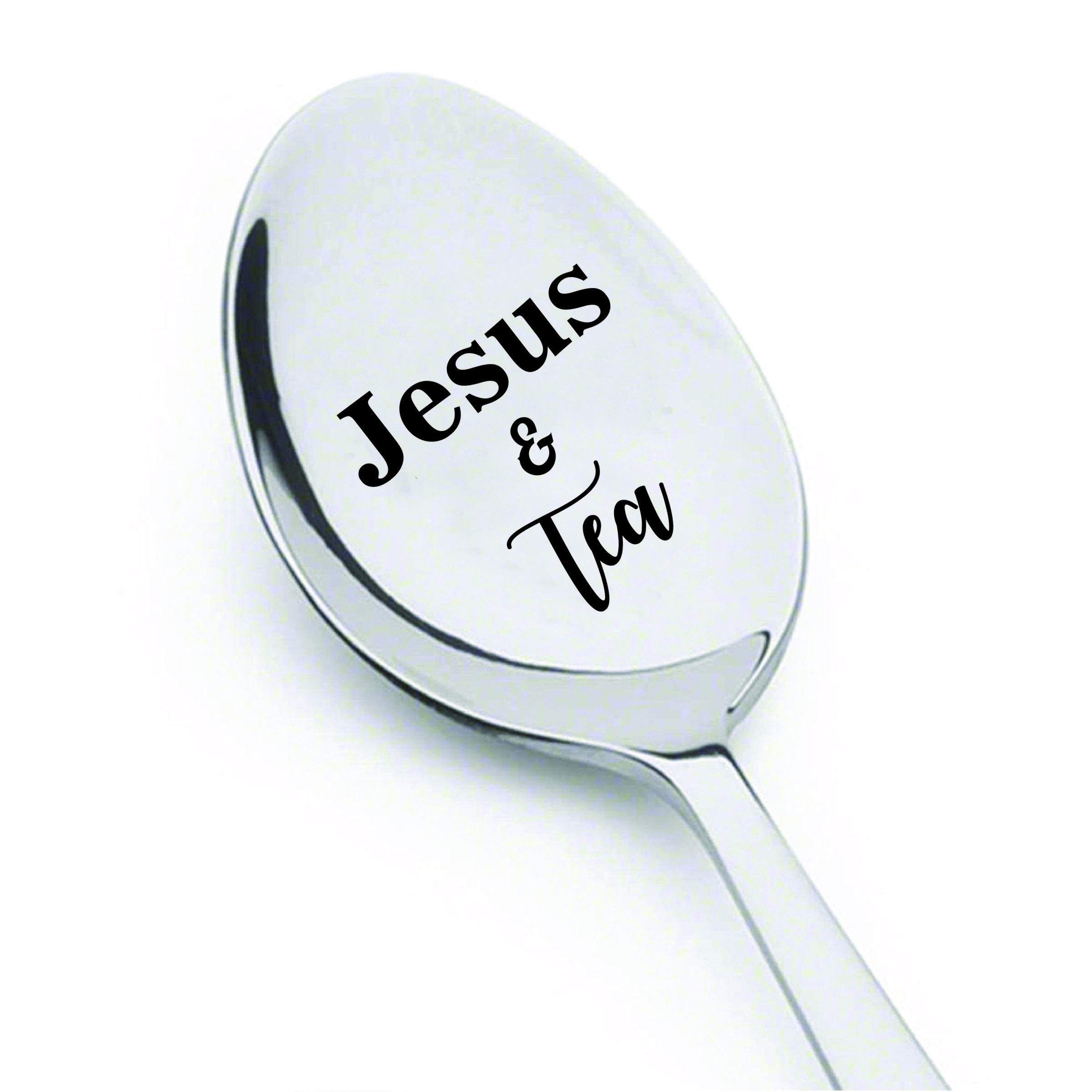 Religious Gift for Men | Jesus and Tea Spoon Gift for Mother Father | Tea Lover Gift Idea | Thanksgiving / Christmas Gift for Grandparents | Holiday Gift for Parents - 7 Inch Stainless Steel Spoon