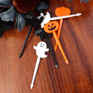 12PCS Halloween Cocktail Picks Fruit Fork Creative Fashion Cartoon Fruit Sign Childrens Holiday Fruit Fork Set