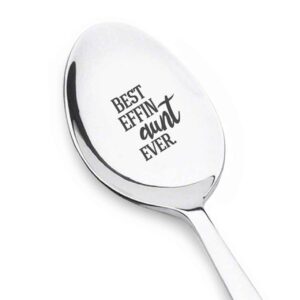 aunt gifts for christmas - best aunt ever gifts - best auntie ever - aunt gifts from niece - best effin aunt ever - aunt announcement gifts - engraved coffee spoon for aunt - best aunt gifts #sp9