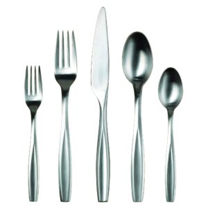 gourmet settings 20-piece silverware beam collection matte stainless steel flatware sets, service for 4, kitchen cutlery utensil knife/fork/spoons, dishwasher safe