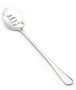 funny coffee spoon - engraved stainless steel spoon with life begins after coffee quote - great gift for coffee lovers