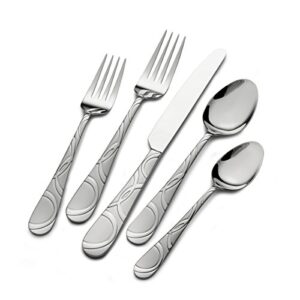 international silver garland frost 67-piece stainless steel flatware set with serving utensil set, service for 12