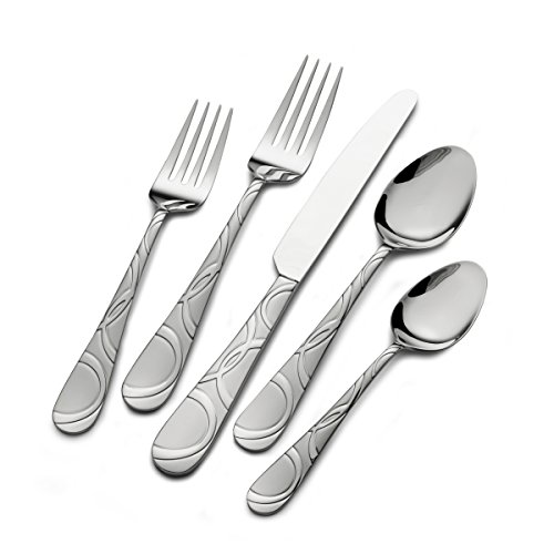 International Silver Garland Frost 67-Piece Stainless Steel Flatware Set with Serving Utensil Set, Service for 12