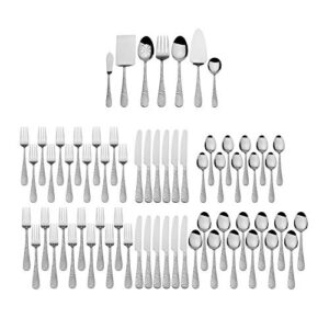 International Silver Garland Frost 67-Piece Stainless Steel Flatware Set with Serving Utensil Set, Service for 12