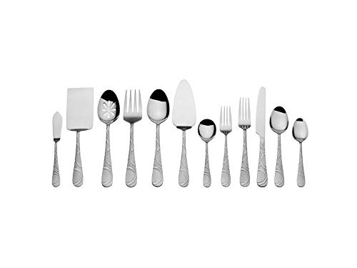 International Silver Garland Frost 67-Piece Stainless Steel Flatware Set with Serving Utensil Set, Service for 12