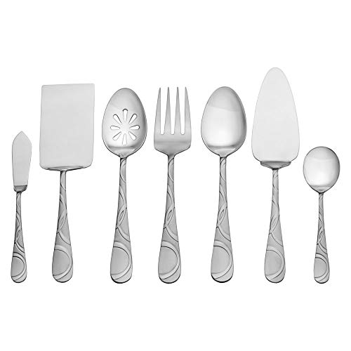 International Silver Garland Frost 67-Piece Stainless Steel Flatware Set with Serving Utensil Set, Service for 12