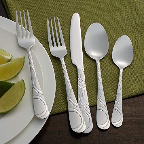 International Silver Garland Frost 67-Piece Stainless Steel Flatware Set with Serving Utensil Set, Service for 12