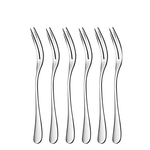 6 Pieces Stainless Steel Fruit Forks Cocktail Forks Two Prong Forks Tasting Appetizer Forks