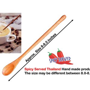 Rose Wood 8.5" Long Handle Coffee Tea Drink Bar Cocktail Stirrer Mixing Wooden Spoons, Set of 6