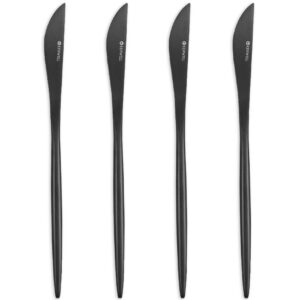 keawell mia 4-piece 8.7" dinner knives, stainless steel, matte finish resists fingerprints, sturdy and sleek design (matte black)