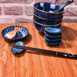 Japanese Antique Chopstick Rest, Ceramic Chopsticks Holder set of 5