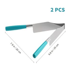 DOITOOL 2pcs Cake Slicer Cutters, Stainless Steel Cake Slicer cutter,metal cutter Pie Knife Cake Lifter Tools Professional Pastries Divider for Cakes Pie Desserts Pizza (Random Color Blue Or Pink)