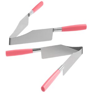 DOITOOL 2pcs Cake Slicer Cutters, Stainless Steel Cake Slicer cutter,metal cutter Pie Knife Cake Lifter Tools Professional Pastries Divider for Cakes Pie Desserts Pizza (Random Color Blue Or Pink)