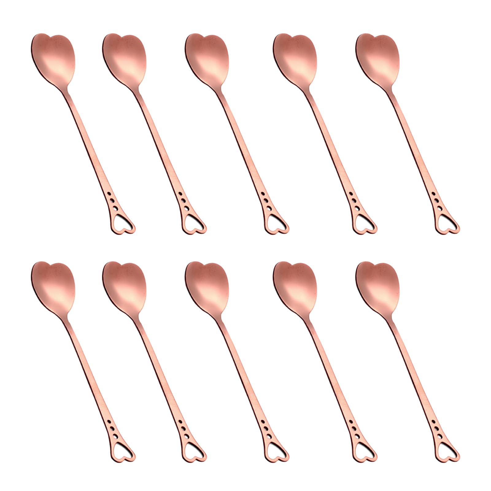 AA Mini Heart Shaped Coffee Spoon Stainless Steel Teaspoon Stirring Spoon for Tea Espresso Appetizers Dessert Drink Cocktail Ice Cream Jam Milkshake Tableware 10 pcs Rose gold