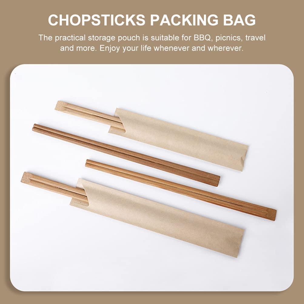 Cabilock 100Pcs Disposable Chopsticks Bags Paper Cutlery Holder for Kitchen Restaurant Spoon Chopsticks Flatware Holder Sleeve